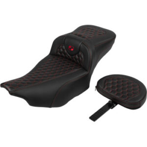 Seat - Saddlemen - RoadSofa - Honeycomb – Red Stitching – Extended Reach – with Backrest – FLTR/FLHX ’23-’24