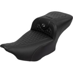 Seat - Saddlemen - RoadSofa - Honeycomb – Dark Gray Stitching – Extended Reach – with Backrest – FLTR/FLHX ’23-’24