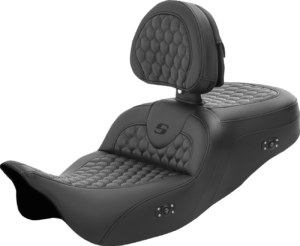 Seat - Saddlemen - RoadSofa - Honeycomb - Black Stitching - with Backrest - Heated - FL '08-'23