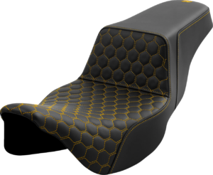 Seat - Saddlemen - Step-up - Honeycomb - Gold Stitching - Extended Reach - without Backrest - FL '08-'23