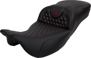Seat - Saddlemen - RoadSofa - Honeycomb - Red Stitching - Extended Reach - without Backrest - FLH/FLT '08-'23
