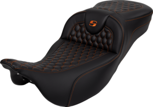 Seat - Saddlemen - RoadSofa - Honeycomb - Orange Stitching - Extended Reach - without Backrest - FLH/FLT '08-'23