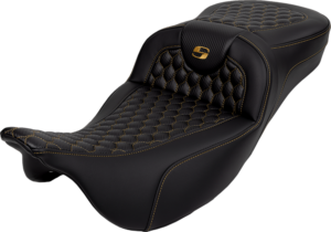 Seat - Saddlemen - RoadSofa - Honeycomb - Gold Stitching - Extended Reach - without Backrest - FLH/FLT '08-'23