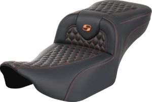 Seat - Saddlemen - RoadSofa - Honeycomb - Orange Stitching - Extended Reach - without Backrest - FLTR/FLHX '23-'24
