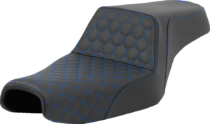 Seat - Saddlemen - Step-up - Honeycomb - Blue Stitching - without Backrest - 3.3 Gal Tank - Sportster '04-'22