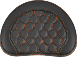 Sissy Bar Pad - Saddlemen - RoadSofa - Honeycomb - Contour - Orange Stitching - 10" x 8"