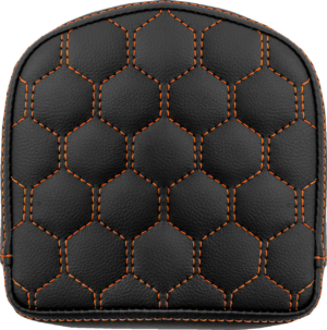 Sissy Bar Pad - Saddlemen - RoadSofa - Honeycomb - Short - Orange Stitching - 6.5" x 6.5"